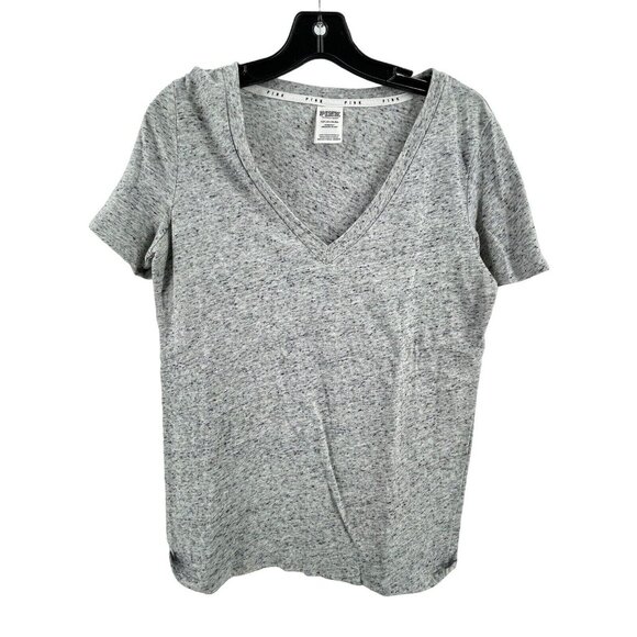 Pink Victoria's Secret Gray Sleepwear Top Shirt Size Small Women's V Neck - Picture 1 of 10
